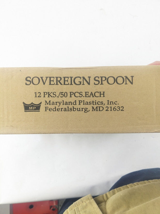 New Sealed Sovereign Spoon Box of Royal Purple Plastic Spoons, Lot of (600)