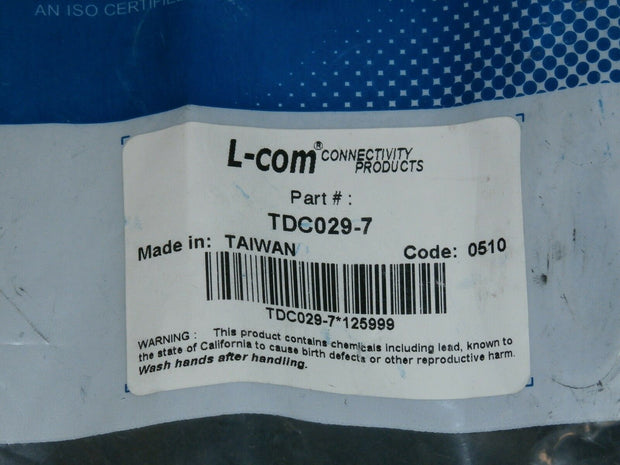 L-Com TDC029-7 Flat Modular Cable, RJ12 (6x6) / Tinned End, 7.0 ft