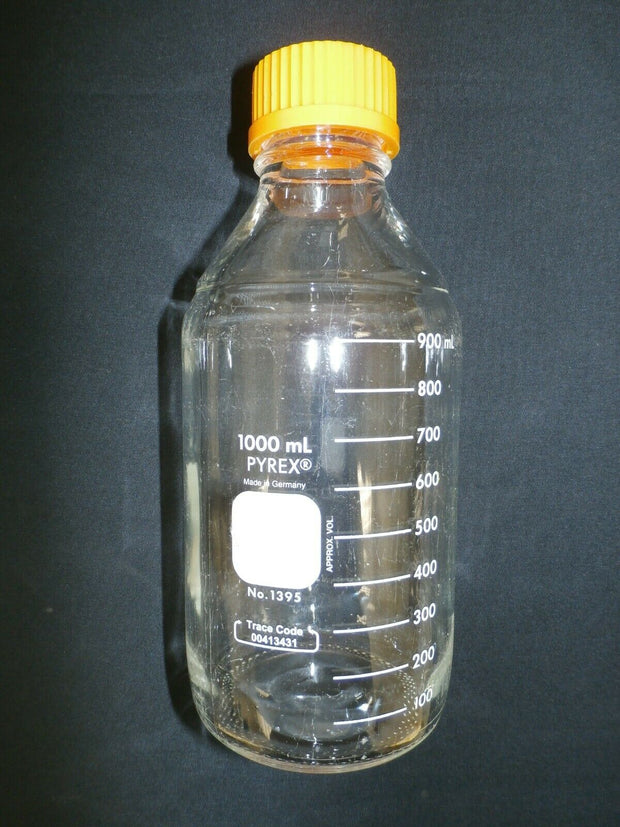 Reusable 1000ml Glass Media Storage Bottles w/ Screw Caps (Pyrex, Fisherbrand)