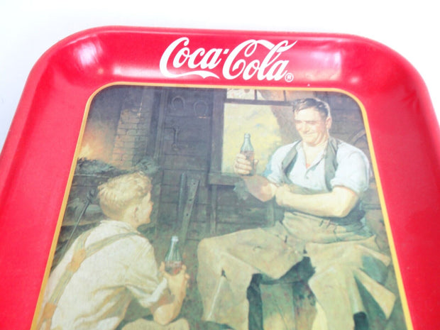 Vintage 1990 Coca Cola Coke Village Blacksmith Metal Tray / Sign