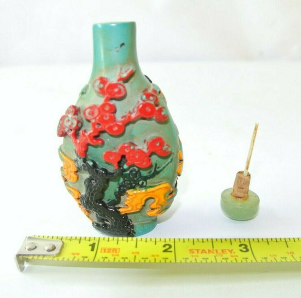 Antique Pre-1910 Asian Beautiful Decorated Snuff Jar with lid, sniffer
