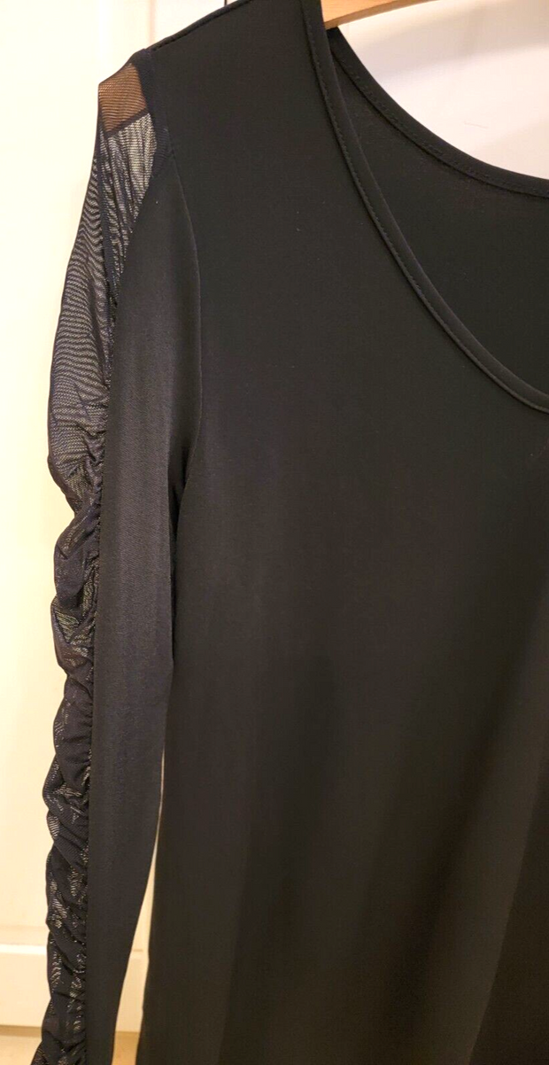 Clara Sun Woo Black Tunic with Ruched Sleeves XS