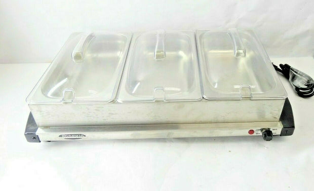 BIAGGA Commercial Cooking Steam Well 3x Shallow 1/3 Pans w/ lids - Tested