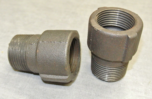 WARD 1" Galvanized Iron Extension Piece Threaded Pipe Fitting  - Lot of 2