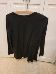 Eileen Fisher Size PP PTP Crew Neck Pullover Top Black Long Sleeve Tencel