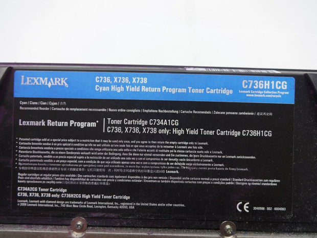Lexmark C736H1CG High Yield Toner Cartridge, Cyan