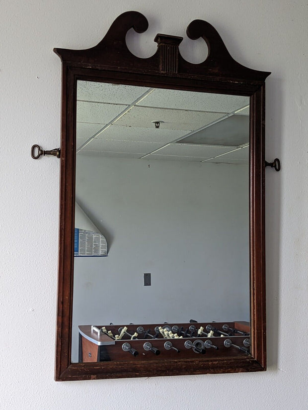 Beautiful Antique 1920s Wall-Hanging Mirror, Wooden Frame, 25" x 17.5" Mirror