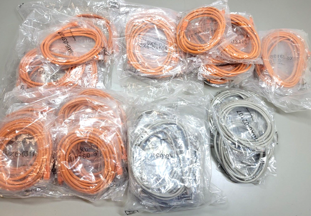 Lot 53 New! Cat5e Copper Ethernet Cables, Snagless Boots, Orange/Gray, 5',7',10'