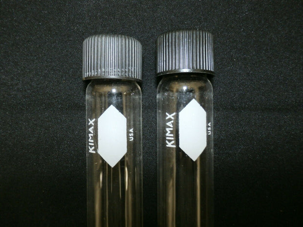 Qty 2 KIMAX 45066 25 x 200mm Large Glass Lab Culture Tubes w/ Caps