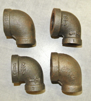 Lot of 4 Galvanized Iron Reducing Elbow, 90 Deg, 1/2" x 4/4" FNPT Pipe Fitting