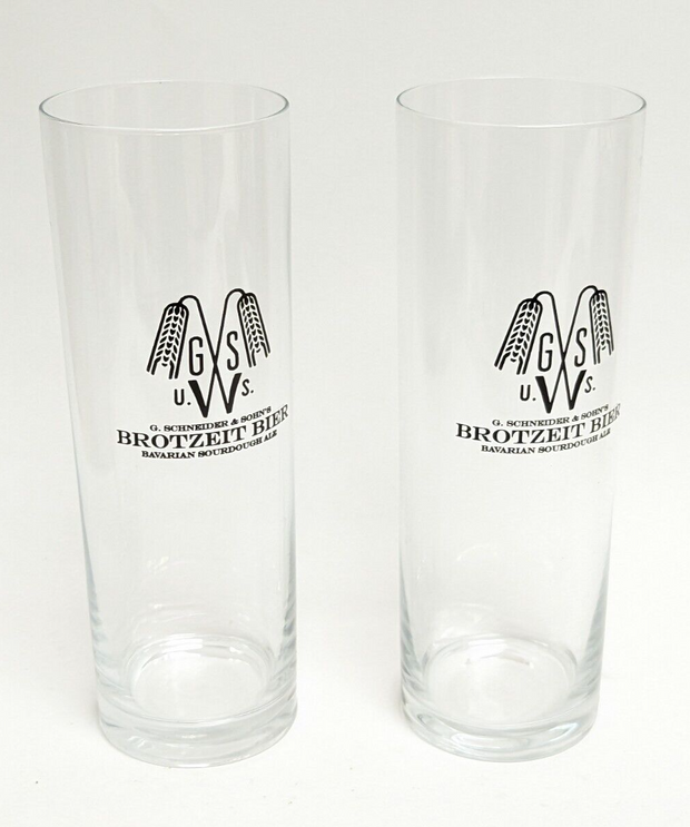 Schneider's Brotzeit Bavarian Sourdough Ale Beer Glass, Black Logo - Set of 2