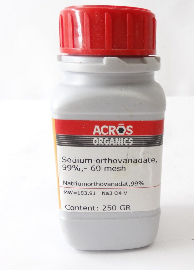 Acros Organics CAS 13721-39-6 Sodium Orthovanadate 99% -60 mesh approx 200g