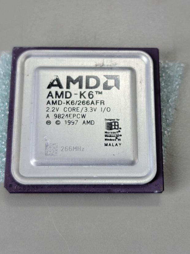 AMD-K6-266AFR K6 266 MHZ 266AFR Very Rare Vintage Processor CPU Win 95, GOLD!