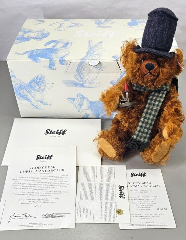 Steiff 036071 Christmas Caroller Teddy Bear 28CM, Rare, Discontinued, Ltd Ed