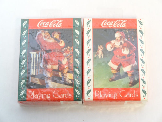 Lot of 2 Vintage 1993 Coca Cola Santa Playing Card Sets  - New/Sealed