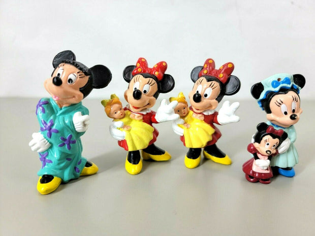 Vintage Minnie Mouse, Lot 4, Hand Painted ~2-3" Height Each, Bullyland etc