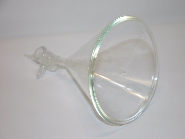 Glass Funnel with missing stopcock, tubulations, 60 deg and 58 deg angled funnel