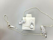 Sterling Silver Earrings & Necklace, New, Cubic Zirconia's in Sandals Flip Flops