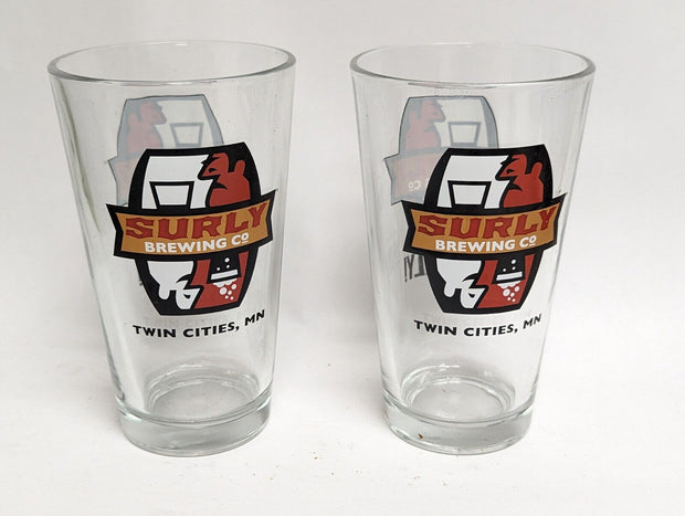 Surly Brewing Co. GET SURLY! Twin Cities, MN - Beer Pint Glass - Set of 2