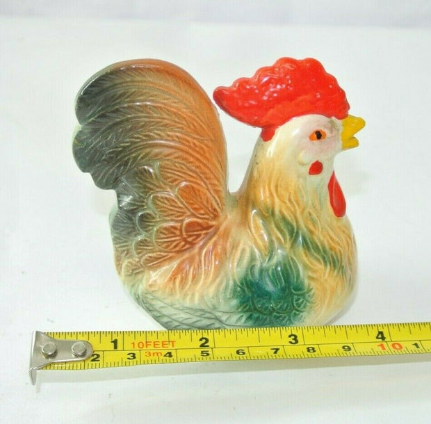 Antique Japanese Glass Hand Painted Rooster Salt / Pepper Shaker (single)