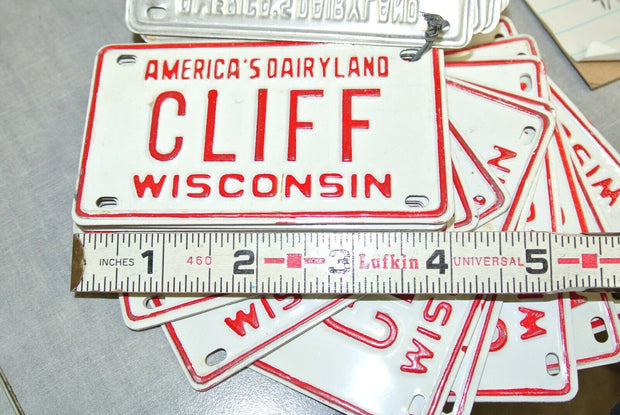 1970s Wisconsin Mini Bike Vanity Metal Name License Plate **CHOOSE NAME**