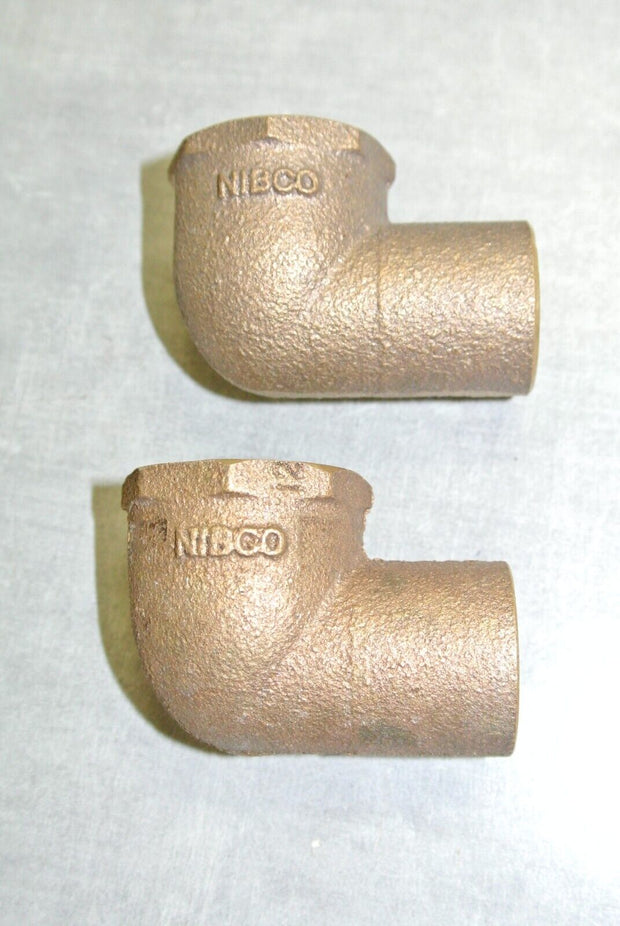 Nibco 3/4" 90 Degree Elbow Pipe Fitting, Cast Bronze, Cup x FNPT - Qty 2