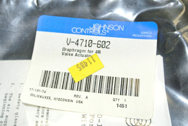 Johnson Controls V-4710-602 Diaphragm for 4R Valve Actuator, 17-131-74