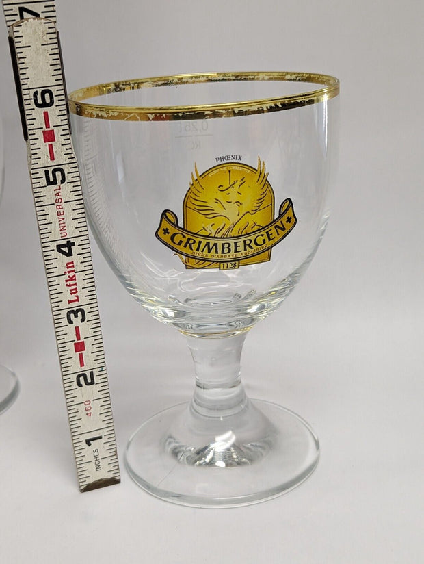 Grimbergen Phoenix Belgian Beer Goblet Glass Gold Rim 0,25 cl - Lot of 2