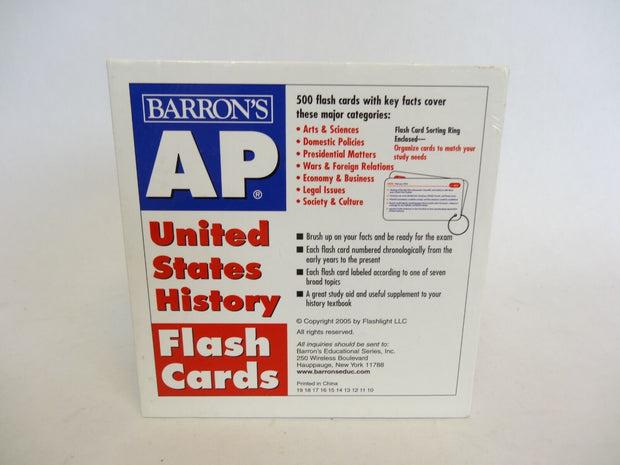 Barron's AP United States History Flash Cards 500 Key Facts