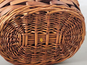 Vintage Asian Woven Willow Basket, Oval, Handled, Easter, Brown  11"x9.5"x10"