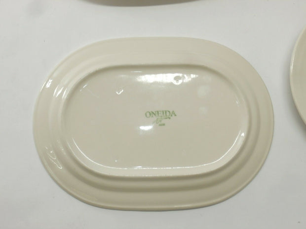 Oneida Espree Oval Platter 10.25" x 7.5" x 1" Cream, Black Stripes, Lot of 4