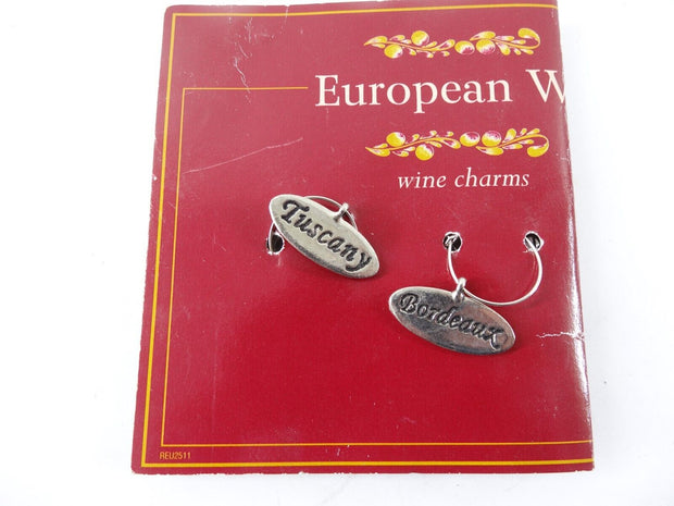 European Wine Country Wine Charm Set of Four Tuscany Bordeaux Rhone Loire