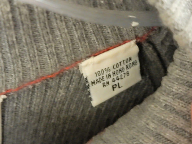 Marisa Christina Striped Sweater, Womens Petite Large, 100% Cotton, Gray