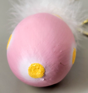Decorative Egg Ornament, Hand Made Hand Painted, Pink & Glitter Dots, Feathers
