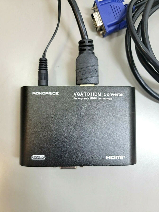 Monoprice LKV-350 VGA To HDMI Converter w/ Power Supply , HDMI/VGA Cable
