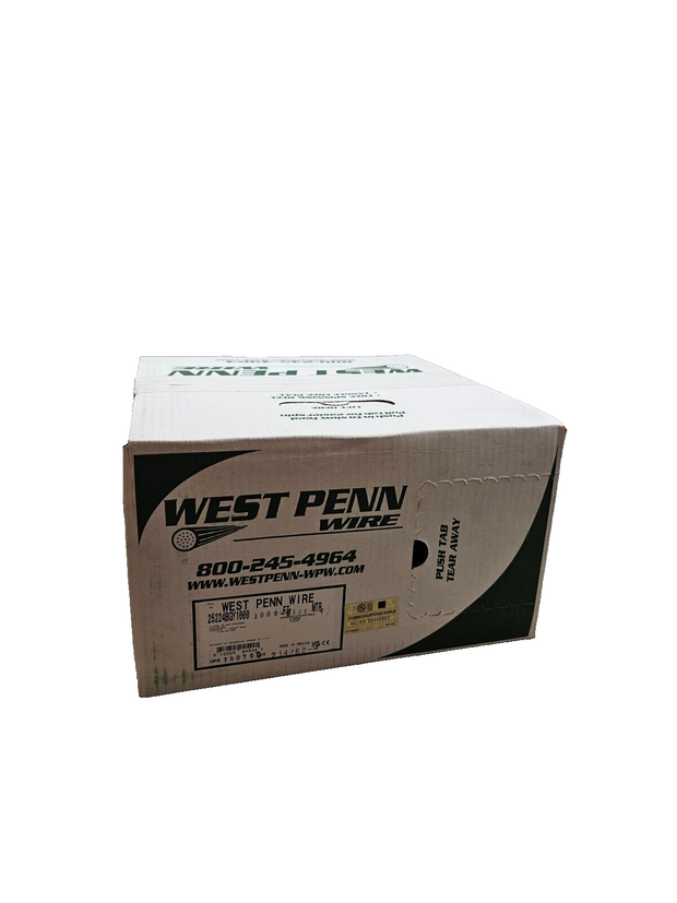 WEST PENN WIRE 25224BGY1000 Multi-Conductor Cable, 1000' Box, 18/2C, STR, Gray*