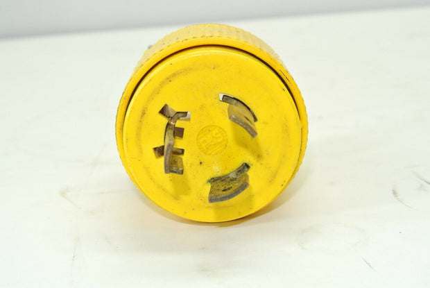 Pass & Seymour 20A 250V Turn & Pull 3-Wire Yellow Male Plug Coupler
