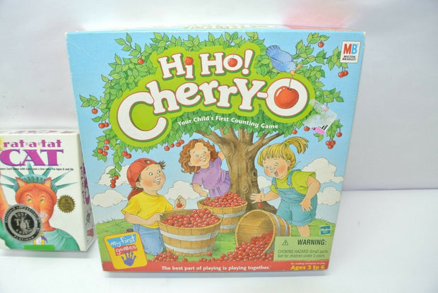 Lot of (3) Children's Games: Picture Tri-Ominos + Hi Ho Cherry-O + Rat-A-Tat Cat