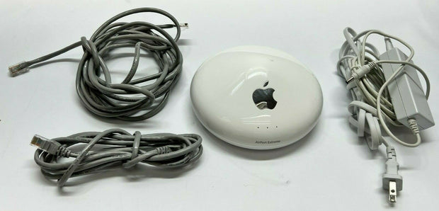 Apple AirPort Extreme Round Base Station- A A1034 w/ Power + 2 Ethernet Cords
