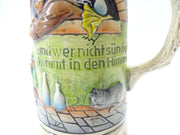 German Beer Mug Stein Embossed Wer Viel Bier Trinkt Drink Beer, Get To Heaven