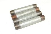 (4) 3/8" Pipe Size NPT Galvanized Steel Nipple Pipe Fittings, Various Lengths