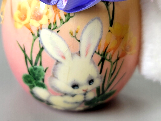Vintage Enesco Easter Egg Bunny Table piece Painted,  Figurine, 6" Retired 1993