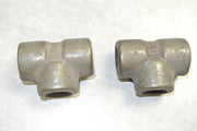 3/8" Female NPT Black Malleable Iron Pipe Fitting Tee - Lot of 2