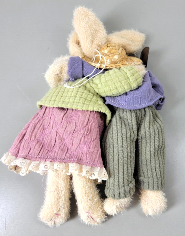 12" Shugbun Shug Plush Bunny Rabbits "American Gothic" Handmade, very Rare!