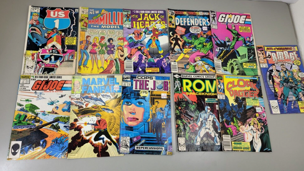 Lot 11 Vintage MARVEL Comics, US 1, GI Joe, Jack Hearts, Defenders, Cloak/Dagger
