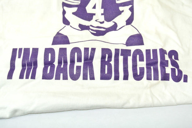 Brett Favre I'M BACK BITCHES White T-Shirt, 2XL, Minnesota Vikings