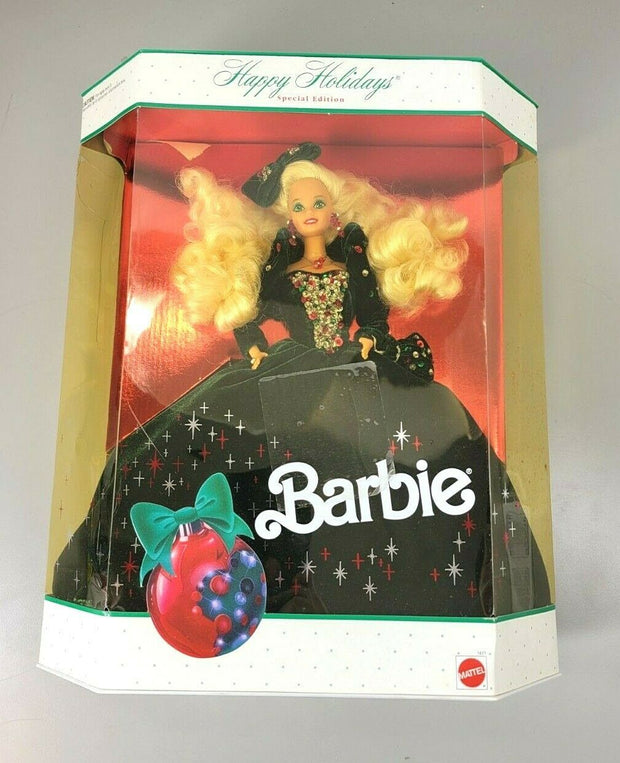 Vtg 1991 Happy Holidays Special Edition Barbie Doll Green Velvet & Jewels 1871