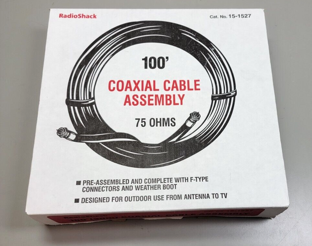 Radioshack / Aten 15-1527 100' Coaxial Cable Assembly, 75Ohm, New