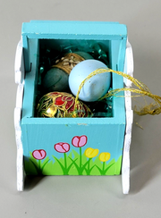 Vtg R. Dakin Easter Handmade Handpainted Miniature Easter Egg Basket w/ Eggs
