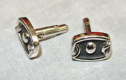 Vintage Spiedel Cuff Links Pair, Silver and Black